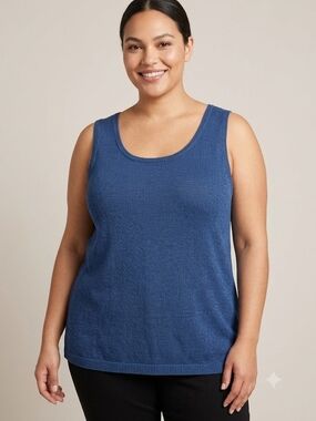 Talbots Linen Blend Knit Tank Top Plus Layering Breathable